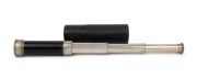 Antique baleen and nickel plated pocket telescope by Dobson of London, in original leather case, 19th century, 14cm (expands to 38cm) long
