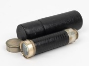 Antique baleen and nickel plated pocket telescope by Dobson of London, in original leather case, 19th century, 14cm (expands to 38cm) long - 2
