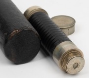 Antique baleen and nickel plated pocket telescope by Dobson of London, in original leather case, 19th century, 14cm (expands to 38cm) long - 3
