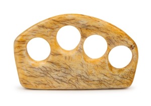 183 · Antique carved whalebone knuckle dusters, New Bedford, Massachusetts, 19th century, 13cm wide