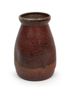 MERRIC BOYD unusual early brown glazed pottery vase, incised "M. Boyd, 1924", 23cm high