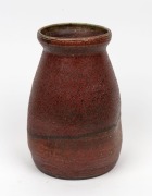 MERRIC BOYD unusual early brown glazed pottery vase, incised "M. Boyd, 1924", 23cm high - 2