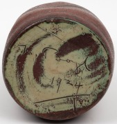 MERRIC BOYD unusual early brown glazed pottery vase, incised "M. Boyd, 1924", 23cm high - 3