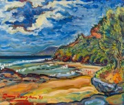 BARRY HUMPHRIES (1934-2023), Lorne, oil on canvas, signed and titled lower left "Barry Humphries, '81, Lorne", 50 x 60cm, 66 x 76cm overall - 2