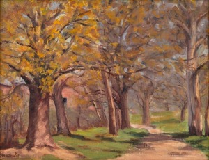 FLORENCE BROADHURST (1899-1977), landscape, oil on board, signed&nbsp;lower left, 32 x 24.5cm, 40.5 x 32.5cm overall.