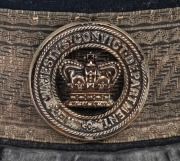 CONVICT DEPARTMENT Officer's cap with original circular badge, navy blue wool with silver thread trim and band, circa 1840s. Note: this is the only example with a silver finished hat badge known to our rooms. Rare. - 2