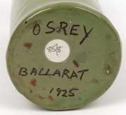 OSREY rare green glazed pottery vase, incised "Osrey, Ballarat, 1925", 16cm high - 3