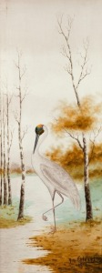 HERBERT HEPBURN CALVERT (1870-1923), Brolga, watercolour, signed lower right "H.H. Calvert, 1912", 58 x 22cm, 78 x41cm overall