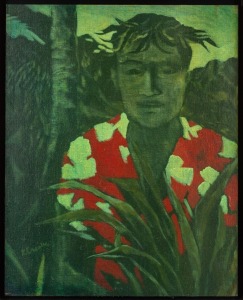 RAY AUSTIN CROOKE (1922-2015), Islander With Red Shirt, oil on board, signed left "R. Crooke", titled verso, with Leonard Joel Auction label affixed, ​​​​​​​45 x 35cm, 67 x 57cm overall