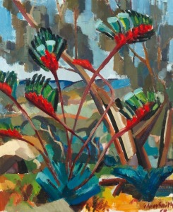 GUY GREY-SMITH (1916-1981), (wildflowers in landscape), oil on canvas, signed lower right "G. Grey-Smith, '50", 62 x 51cm, 80 x 69cm overall. PROVENANCE: Direct family descent