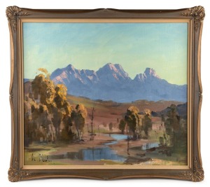 JOHN LOXTON (1903-1969), Mt. Soner, Northern Territory, oil on board, signed lower left "John S. Loxton", titled verso, with remains of original paper label, ​​​​​​​48 x 55cm, 57 x 65cm overall