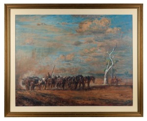 WILLIAM YOUNG (1875-1944), Hauling a Loaded&nbsp;Wagon, watercolour and gouache, signed lower right "W. Young, 1937", 53 x 69cm, 66 x 81cm overall