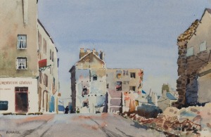 WILLIAM BLAMIRE YOUNG (1862-1935), Boche Handiwork, watercolour, signed lower left "Blamire", 24 x 36cm, 40 x 52cm overall