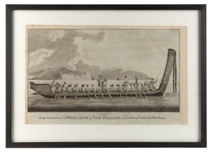 COOKS VOYAGE'S (Maori, New Zealand Interest). Two framed engravings from an 18th century publication, 34 x 48cm each overall