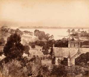 NEW SOUTH WALES, TASMANIA AND NEW ZEALAND: Attractive brown leather bound album with an assortment of albumen photographs, each laid down on card pages including scenes of Port Arthur and Port Macquarie (Tasmania), Parramatta River and Fitzroy Falls (New 
