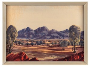BENJAMIN LANDARA (1921-1985), (untitled Hermannsburg&nbsp;​​​​​​​School landscape) watercolour, signed lower right "Benjamin Landara", 27 x 37cm, 30 x 40cm overall