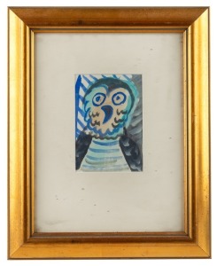 JOHN ANTHONY (TONY) TUCKSON (1921-1973) (attributed), (untitled owl), watercolour, 15 x 10cm, 39 x 31cm overall