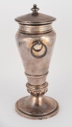 BASSE of Adelaide, antique Australian silver lidded urn with engraved collar, early 20th century, stamped "BASSE, Adelaide, Broken Hill, Silver" with crown and lion passant, 27cm high, ​​​​​​​818 grams - 2