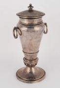 BASSE of Adelaide, antique Australian silver lidded urn with engraved collar, early 20th century, stamped "BASSE, Adelaide, Broken Hill, Silver" with crown and lion passant, 27cm high, ​​​​​​​818 grams - 3