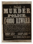 NED KELLY. Box of five antique glass plate negatives, including photograph of KELLY GANG reward poster, ROBERT HODDLE, etc. [Melbourne, circa 1890s]