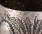 WILLIAM EDWARDS (attributed) of Melbourne, antique Australian silver goblet with repousse waterlily and bulrush decoration, 19th century, stamped "STERLING SILVER", 19cm high, 284 grams total (including weighted base) - 3