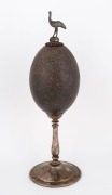 An antique Australian silver plated emu egg ornament with emu finial, late 19th century, ​​​​​​​33cm high - 2