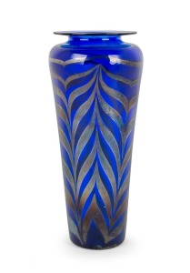 DENIZEN Australian blue art glass vase by ROBERT WYNNE, ​​​​​​​impressed mark to base, 33cm high