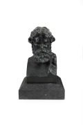 OLIN LEVI WARNER (American, 1844-1896), cast bronze bust of a man, sitting on a black marble square form plinth, signed "To My Friend Daniel Cottier Olin. L. Warner, N.Y. 1878", 27cm high overall - 2