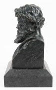 OLIN LEVI WARNER (American, 1844-1896), cast bronze bust of a man, sitting on a black marble square form plinth, signed "To My Friend Daniel Cottier Olin. L. Warner, N.Y. 1878", 27cm high overall - 3
