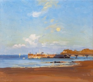 THEODORE PENLEIGH BOYD (1890-1923), The Jetty,&nbsp;Portsea, Victoria, 1921, oil on board, signed lower left "Penleigh Boyd", Art Lover's Gallery label verso, 39 x 44.5cm, 55 x 61cm overall.
