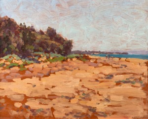 ROBERT RICHMOND CAMPBELL (1902-1972), Balnarring East, Westernport Bay, Victoria, Australia, 1928, oil on board, signed lower right "Robert Campbell", titled lower left, McClelland Gallery "Robert Campbell Retrospective" label verso, also original "Seddon