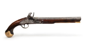 A rare 1716 British Naval sea service flintlock pistol, 18th century. Issued from 1716 to the 1820's this example appears to be from early in the reign of King George I. 49cm long, barrel length 30cm.