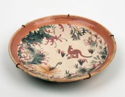 ARTHUR MERRIC BOYD & NEIL DOUGLAS pottery dish with wildflower and kangaroo decoration, incised "A.M.B." and signed "Neil Douglas, Australia", ​​​​​​​20.5cm diameter - 2