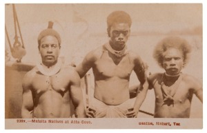 JOHN WATT BEATTIE, SOLOMON ISLANDS: Postcard album of two hundred and forty-one John Watt Beattie photograph postcards, all featuring images from his time spent in the Solomon Islands in 1906, among them many exquisite portraits and landscapes illustratin