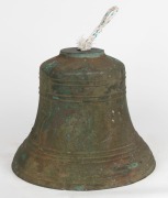 An impressive antique cast bronze clock tower bell, stamped "W. BENSON. LIMB: LONDON. E. C. 1928", 28cm high, 37cm diameter - 2