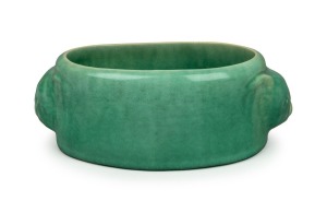 MELROSE WARE green glazed pottery koala bowl, 8cm high, 22cm wide