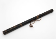 Antique truncheon, turned wood with hand-painted Queen Victoria crown and cypher, mid 19th century, 51cm long - 3