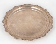 An Australian silver serving tray, early 20th century, stamped "ANGUS & COOTE, RUNDLE" with numerous pictorial marks, ​​​​​​​36cm wide, 1,338 grams