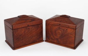 A pair of antique Australian cedar tea caddys, 16cm high, 19cm wide, 13cm deep each