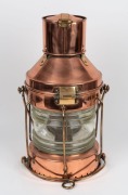 An antique copper and brass ship's lantern, 19th/20th century, ​​​​​​​59cm high overall - 2