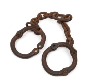 Convict leg irons, 19th century, 68cm wide