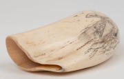 JAMES CUMBERLAND BROWN (Albany, Western Australia) scrimshaw whale's tooth titled "Give It To Him", signed "J. F. C. RMS", 15cm long. - 3