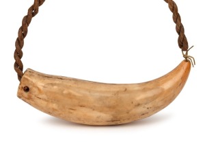 TABUA antique whale's tooth pendant on coier rope, 19th century, the tooth an impressive18cm long