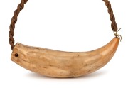 TABUA antique whale's tooth pendant on coier rope, 19th century, the tooth an impressive18cm long