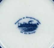 "COMPANIA DE NAVEGACION A VAPOR DEL RIO BERMEJO" antique English stoneware plate, 19th century, ​​​​​​​25cm diameter. - 2