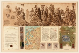 LEON PERICLES (1947 - ), In Search Of The Lost City Mountains, lithograph and mixed media, 106/150, signed lower right "Leon Pericles", ​​​​​​​52 x 77cm, 77 x 100cm overall