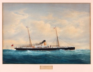 WILLIAM FORSTER (1840-1891), S.S. Victorian of Adelaide, watercolour, signed and dated lower left "W. Forster, '90", 46 x 65cm, 73 x 87cm overall.