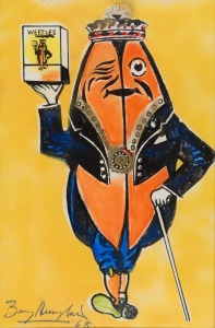 BARRY HUMPHRIES (1934-2023), Willie Weeties, watercolour, pastel and&nbsp;gouache on paper, signed left "Barry Humphries, '68", 108 x 70xm, 129 x 92cm overall.
