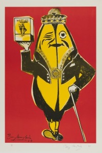 BARRY HUMPHRIES (1934-2023), Willie Weeties, silkscreen (red ground), 27/100, signed right "Barry Humphries, '89", with blind embossed seal, 100 x 68xm, 121 x 87cm overall.