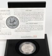 1995 $40 (1oz) Palladium Emu Proof in felt-lined case of issue. With Certificate of Authenticity No.2058 of only 2,500 produced. - 2